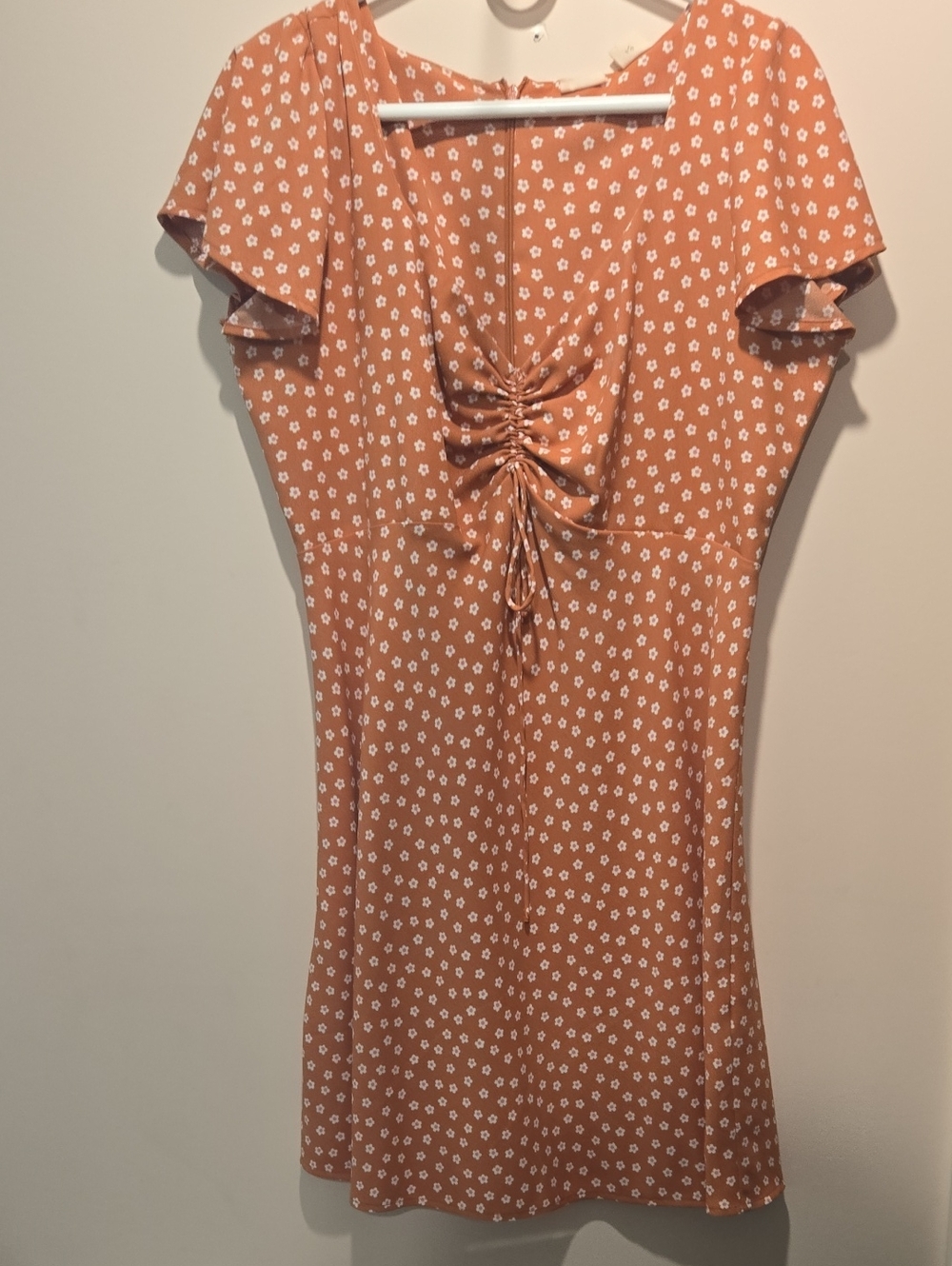 Levi's Ruched Front Floral Mini Dress in Rust